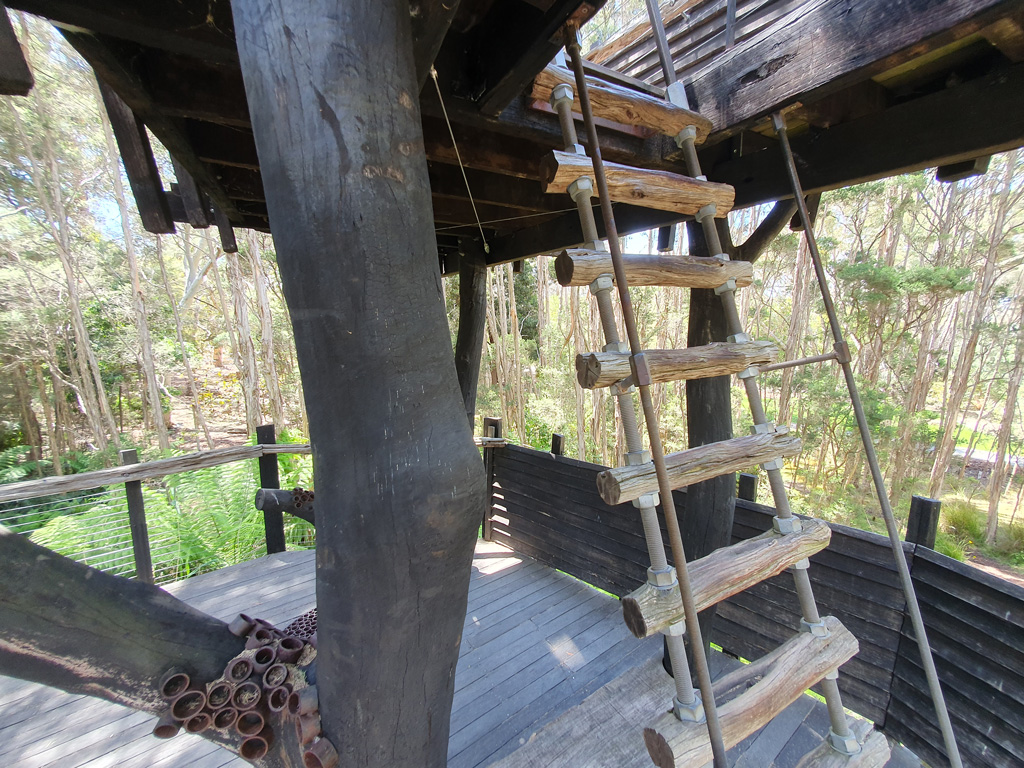 The steps up to the top of the Paperbark Treehouse